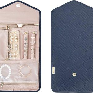 BAGSMART Travel Jewelry Organizer Roll Foldable Jewelry Case - Smokey Blue NWOT